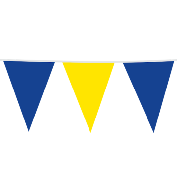 Blau und Gelb Wimpelkette - Flagge 30 x 45 cm - 10 Meter 