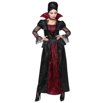 Lange Vampir-Kleid für Damen mit Choker