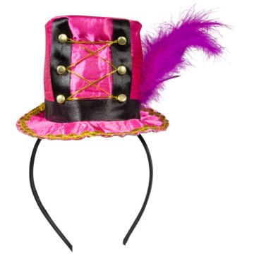 Pinker Zirkushut mit lila Federn