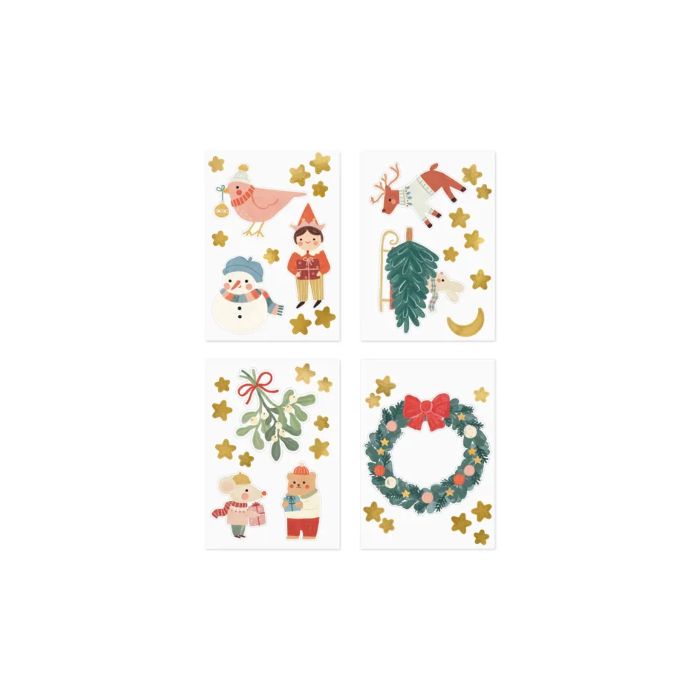 Weihnachtsaufkleber für Fenster mix 4x