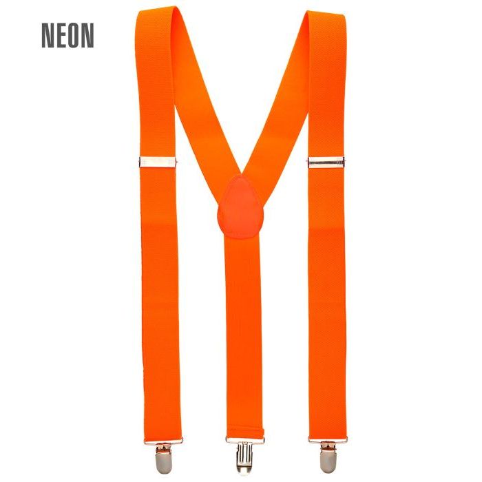 Neonorangefarbene Hosenträger
