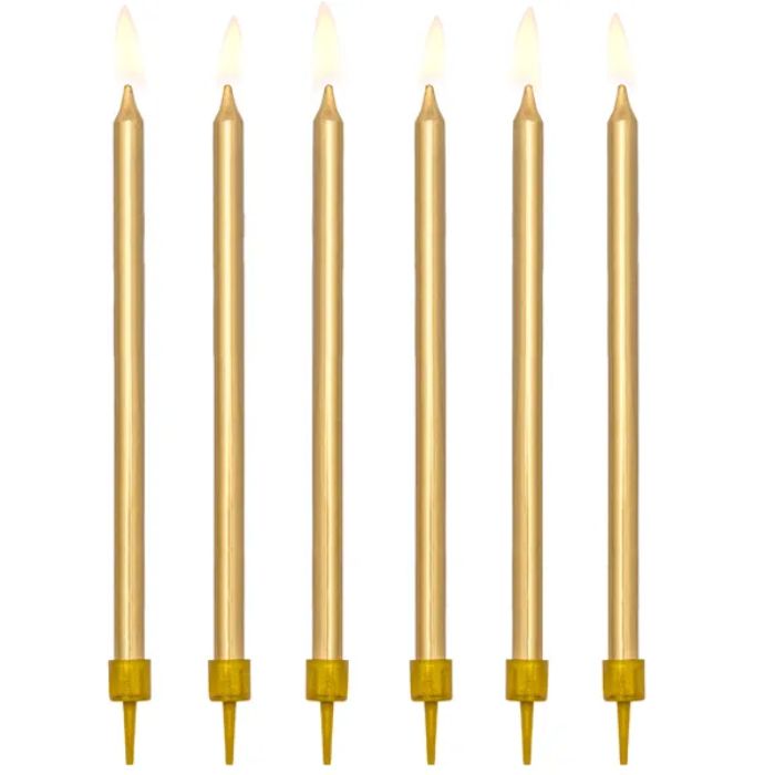 Lange Kuchenkerzen Gold 12,5 cm