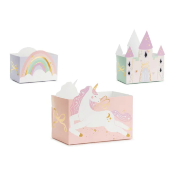 Schloss- und Einhorn-Snackkörbe 6x - 12x7,5 cm