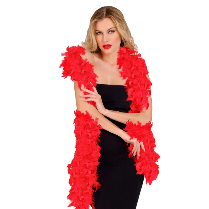 Rote Deluxe-Boa mit Federn - 180 cm