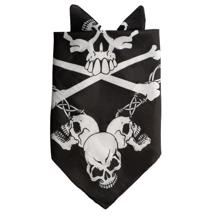 Schwarz Bandana mit Totenkopf 52x55 cm