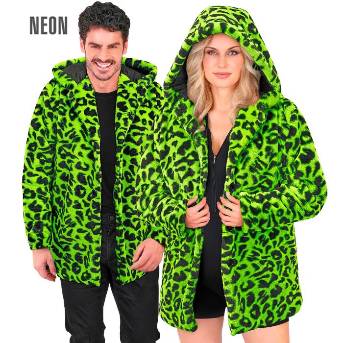 Neon grüne Leopardenjacke mit Kapuze für die Feier