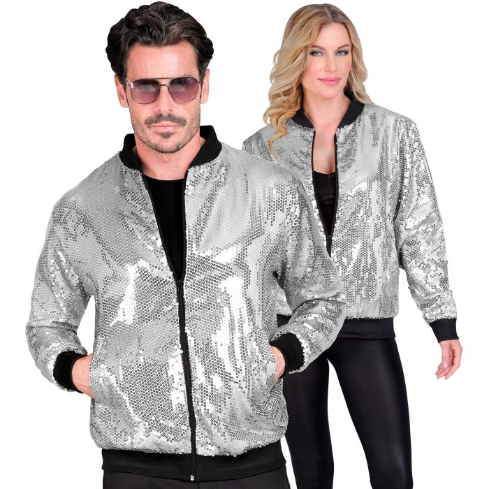 Pailletten-Bomberjacke in Silber