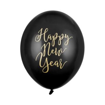 Silvesterballons 6x schwarz - 30 cm