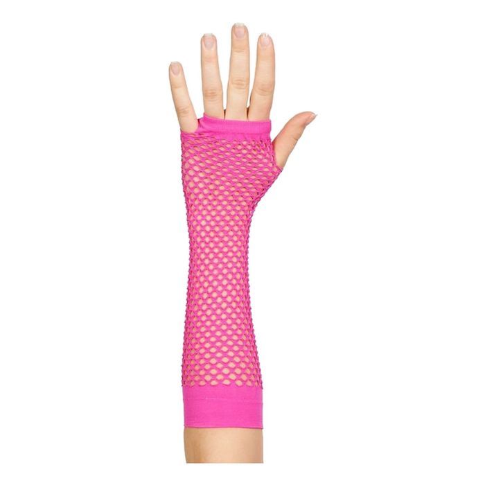 UV-Netzhandschuhe Lange Pink 2x - 25 cm neon