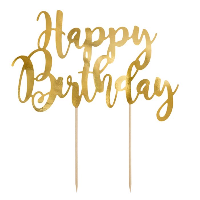 Happy Birthday Kuchendekoration Gold 22,5 cm