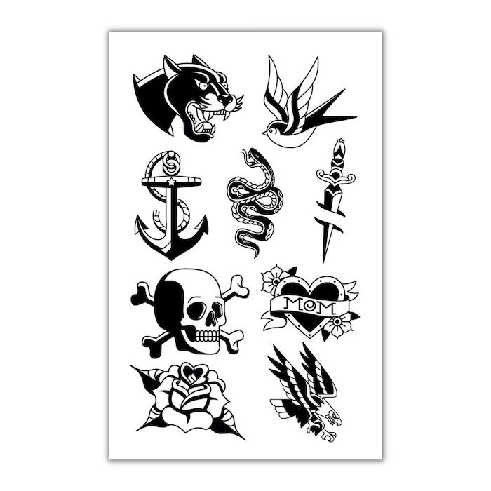 Klassische Matrosentattoos temporär 9x 
