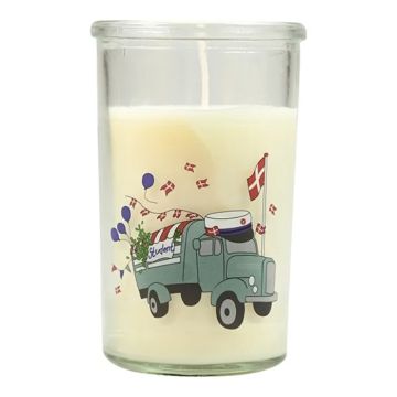 Glaslicht mit Motiv des Abschlusswagens blaue Student Die alte Apotheke