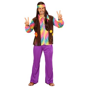 Hippiekostüm mit Weste, Hose und Stirnband