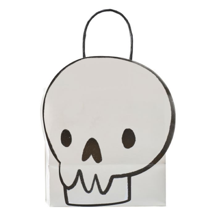 Weiße Halloween-Kranies Papiertragetasche 6x - 14x13,6x5 cm