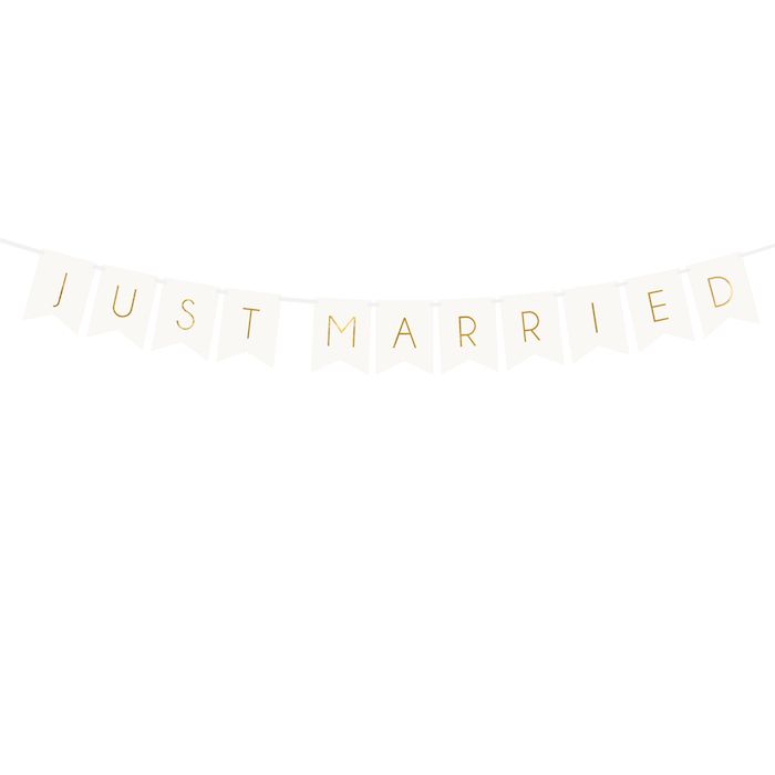 "Just Married" Girlande weiß und gold - 155 cm
