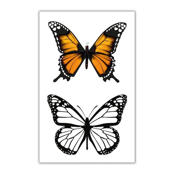 Temporäre und künstliche Schmetterlings-Tattoos 2x - 10,5x20 cm 