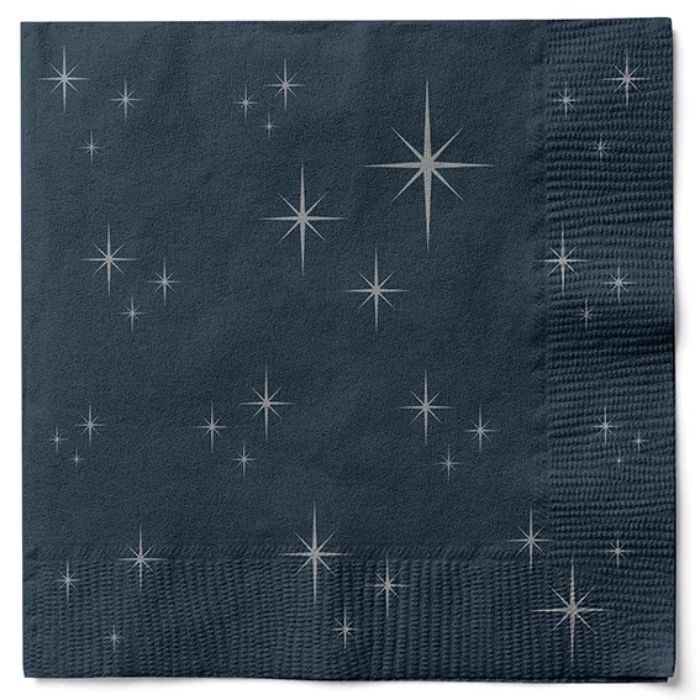 Blaue Servietten mit Silbersternen 20x Det Gamle Apotek - 33x33 cm