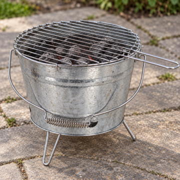 Grilltopf mit Zink-Oberfläche und Rost, 22 cm hoch