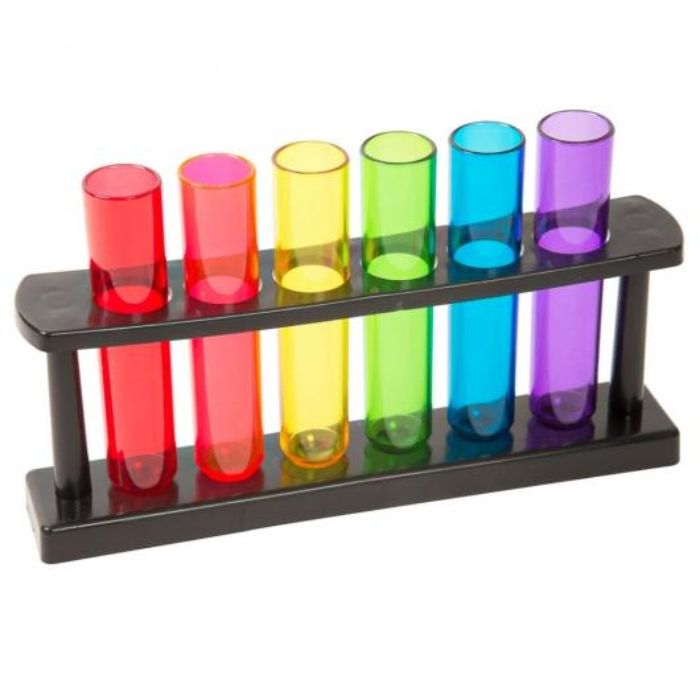 Neon-Reagenzglas-Set mit Halter und 6 Gläsern