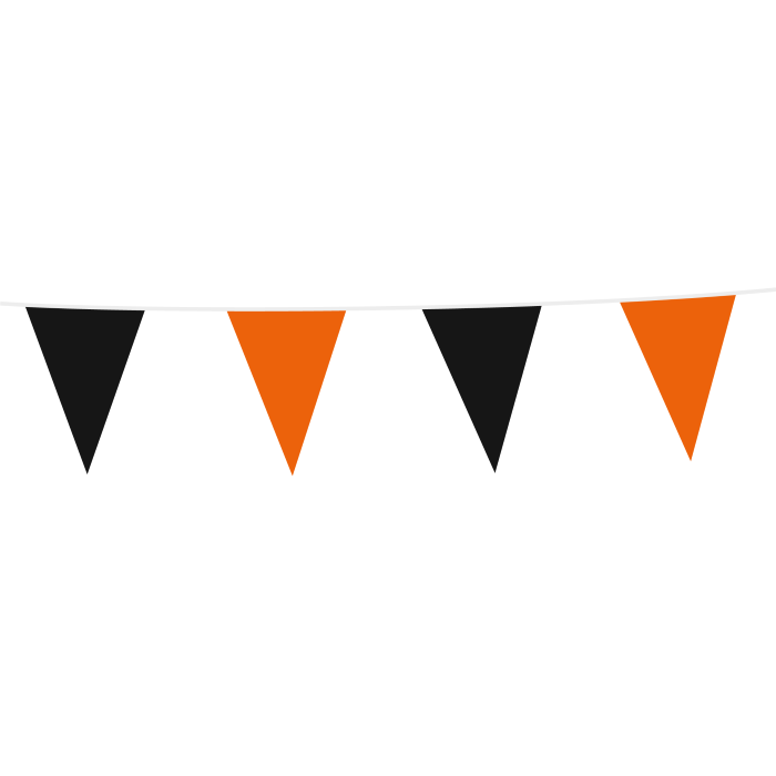 Schwarz-orange Halloween Flagguirlande - 10 m