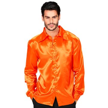 Satin Diskoshirt in orange für Herren