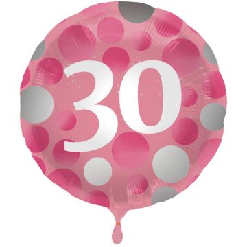 30 Jahre Folienballon Pink - 45 cm