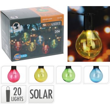 Solar-Lichterkette mit 20 LED-Lichtern und bunten Birnen