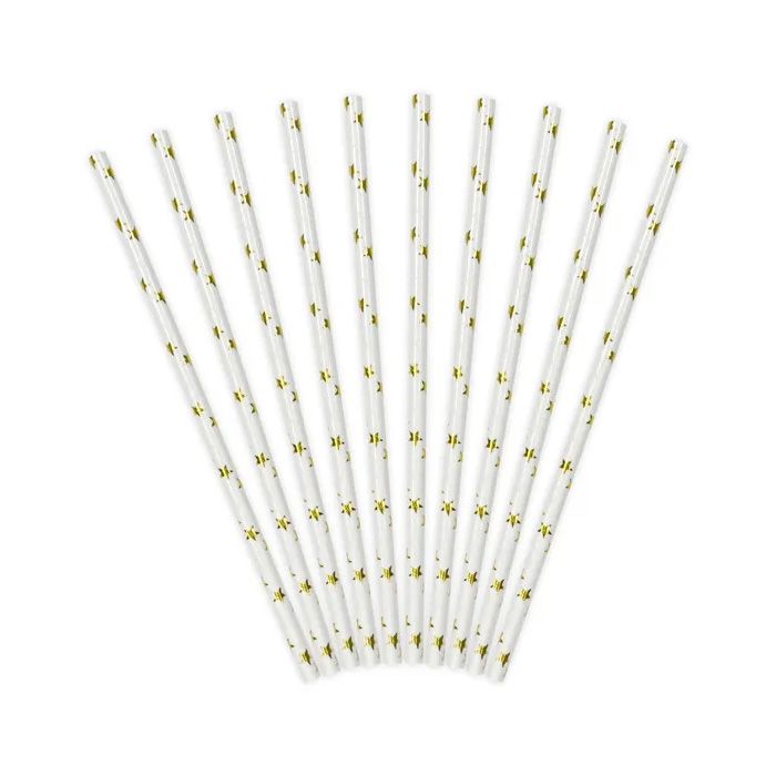 Goldene Stern Trinkhalme 10x - 19,5 cm