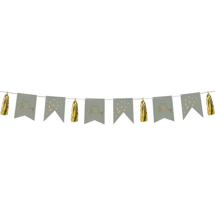 Happy Birthday Girlande Mit Fransen Golden Dawn - 4 m