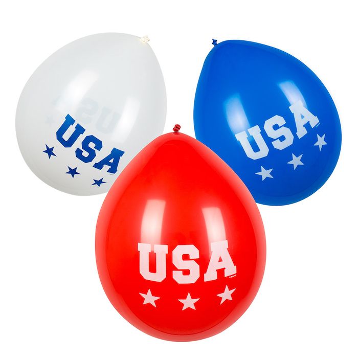 USA Ballons rot, weiß und blau 6x - 25 cm