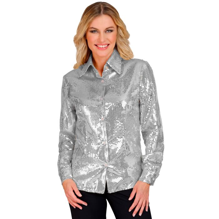 Paillettenshirt für Damen in Silber