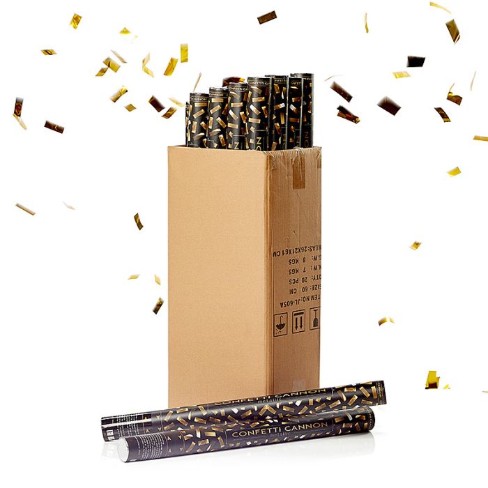 Gold Konfettiröhren 80 cm PartyVikings 40x - Metallic Rechteckig