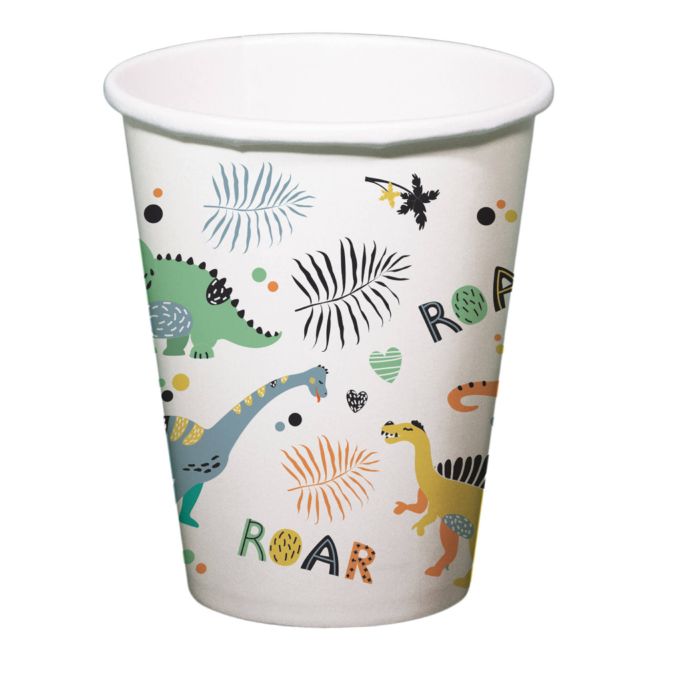 Papierbecher mit Dinosauriermotiven 6x - 250 ml