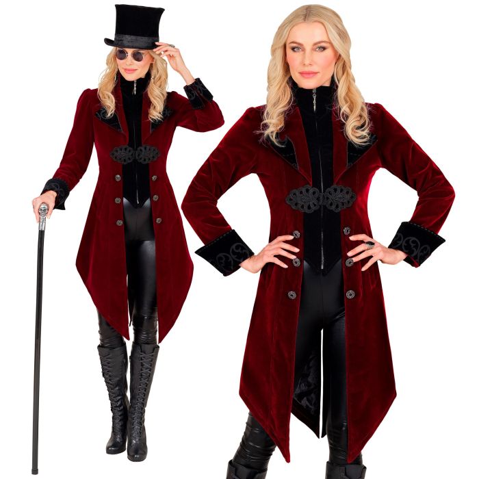 Bordeaux gotische Samtjacke für Damen