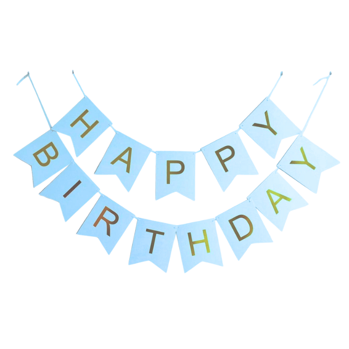 Hellblaue Happy Birthday Wimpelkette