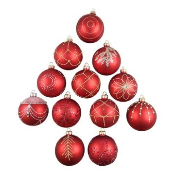 Glitzer Weihnachtskugeln in Rot assortiert