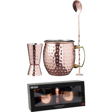Moscow Mule Cocktailset mit 2 Bechern, 4 Teile, kupferfarben