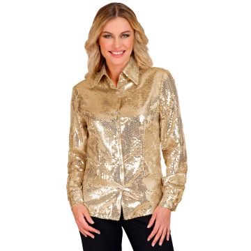 Paillettenhemd für Damen in Gold