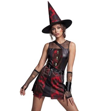 Punk-Hexenkostüm für Damen - 3 Teile