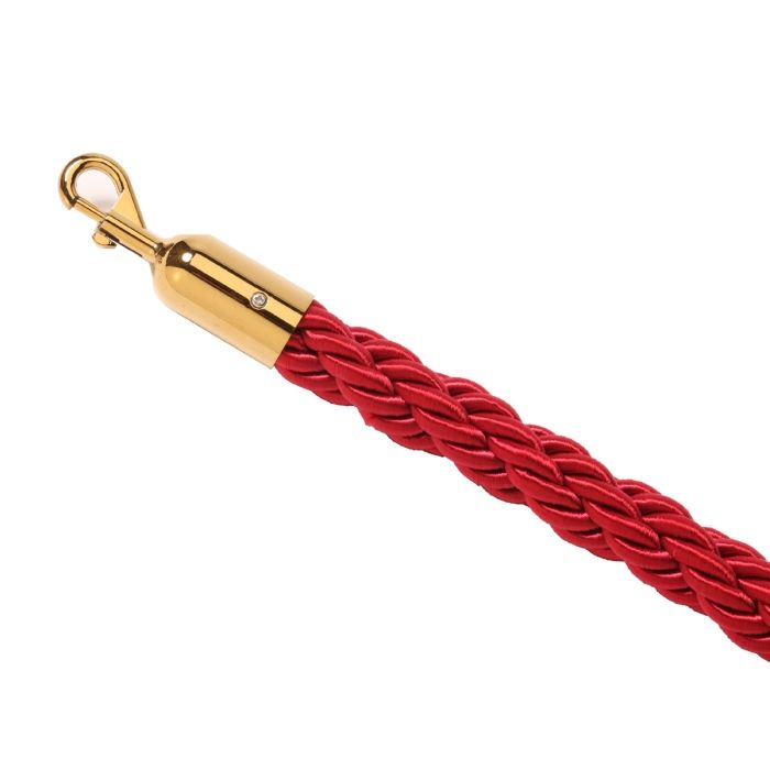 VIP-Absperrseil rotes geflochtenes Material goldene Klickschließe 200 cm