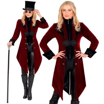 Bordeaux gotische Samtjacke für Damen
