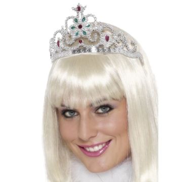 Diadem mit Juwelen silberfarben - Einheitsgröße