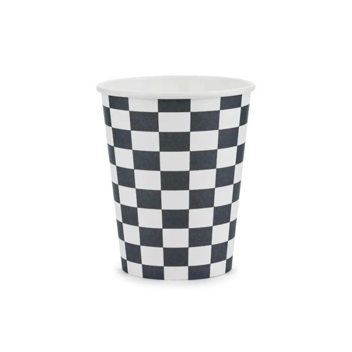 Pappbecher mit kariertem Flaggenmuster 6x - 220 ml