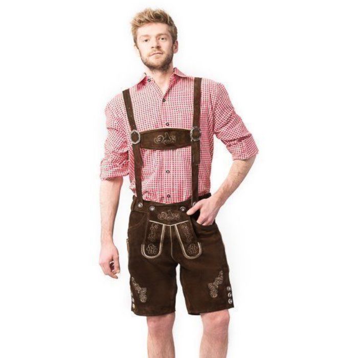 Tiroler Lederhosen Hosen Ralf kurz dunkelbraun