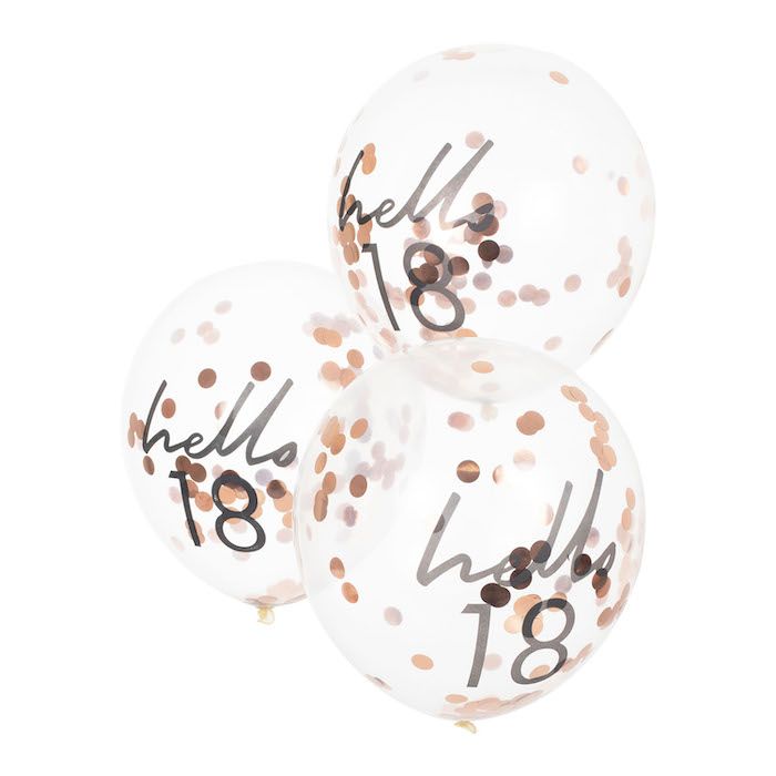 Hello 18 Roségold Geburtstagsballons 5x - 30 cm