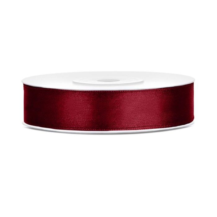 Dunkelrotes Satinband - 12 mm x 25 m
