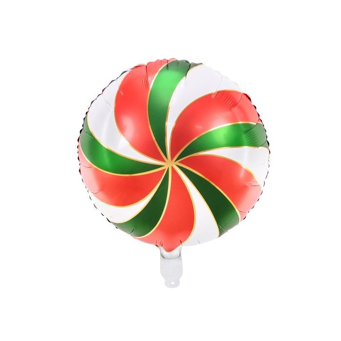 Süßigkeiten Folienballon in rot, weiß und grün - 35 cm