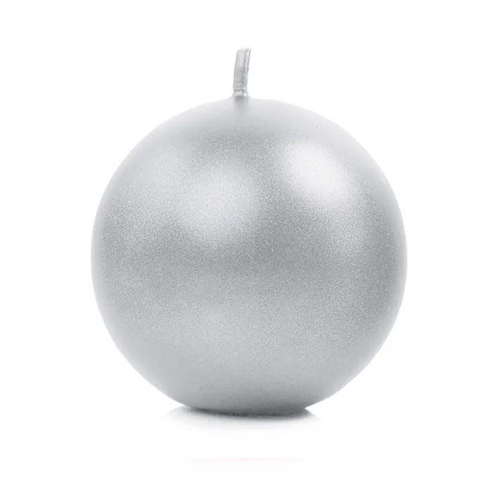 Runde Metallic Silber Kerzen 6x - 8 cm