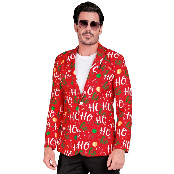 Rote Weihnachtsjacke mit Hohoho-Print