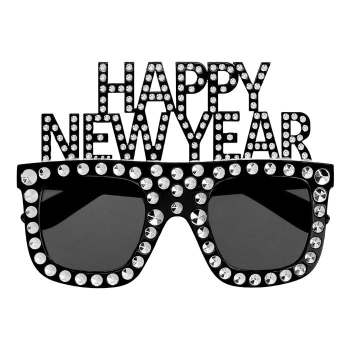 Schwarze Happy New Year Brillen - Einheitsgröße
